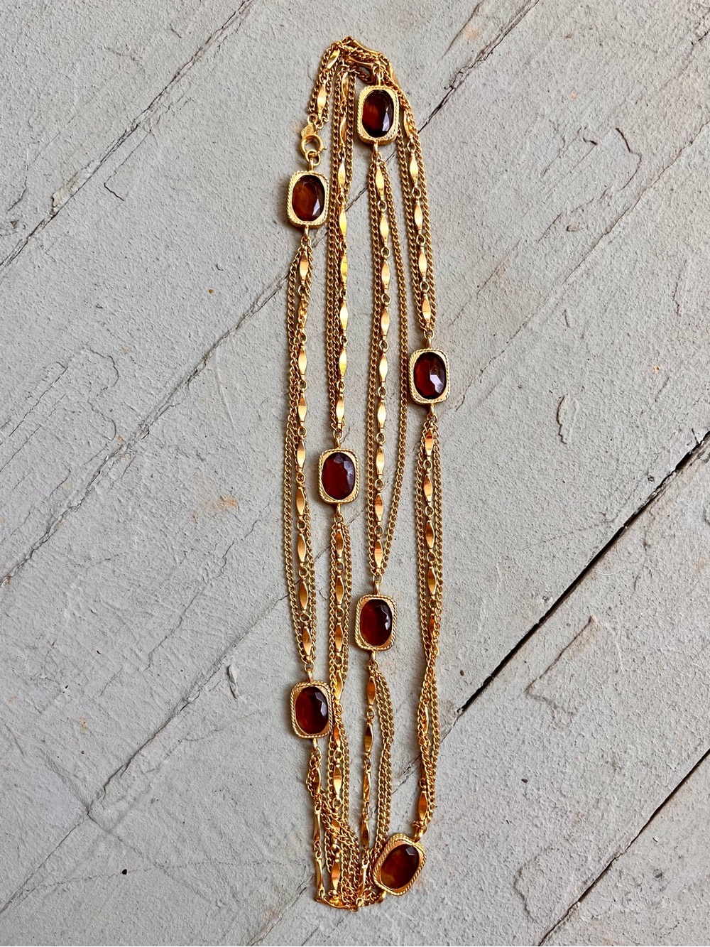Vintage 1967 Sarah Coventry "Golden Embers" Sautoir Necklace